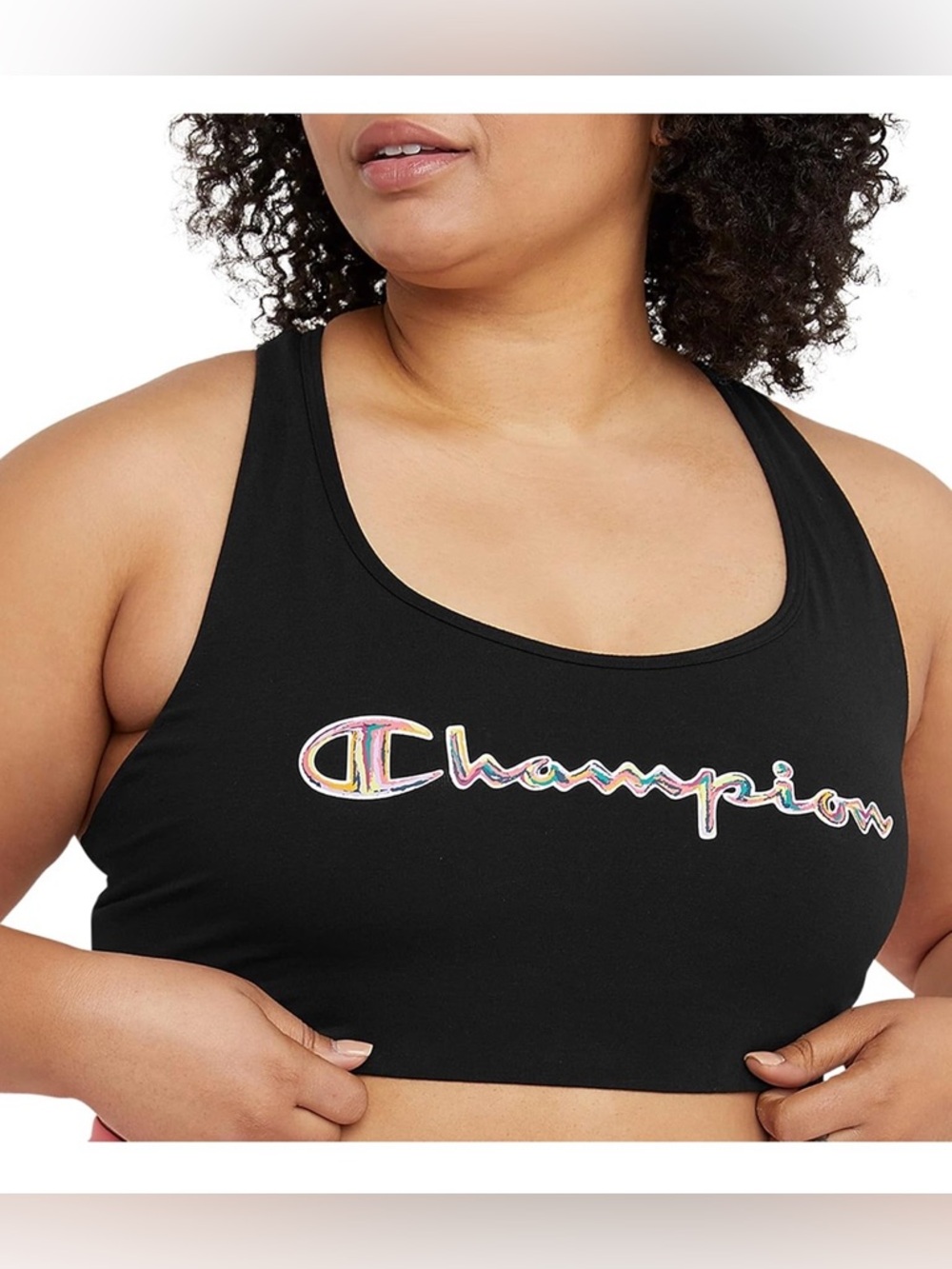 Champion Plus Size 2X Sports Bra Black Racerback